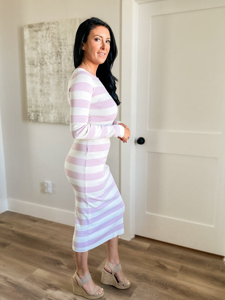Sugar Stripe Sweater Midi Skirt
