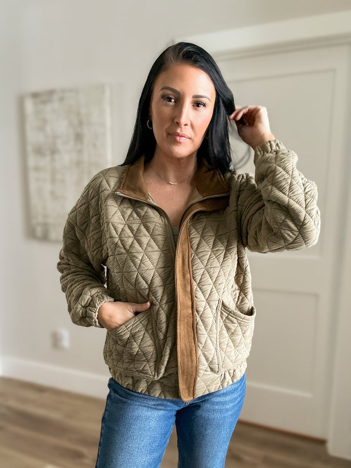 The Easy Layer Olive Quilted Jacket