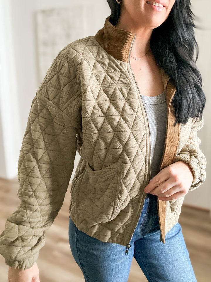The Easy Layer Olive Quilted Jacket