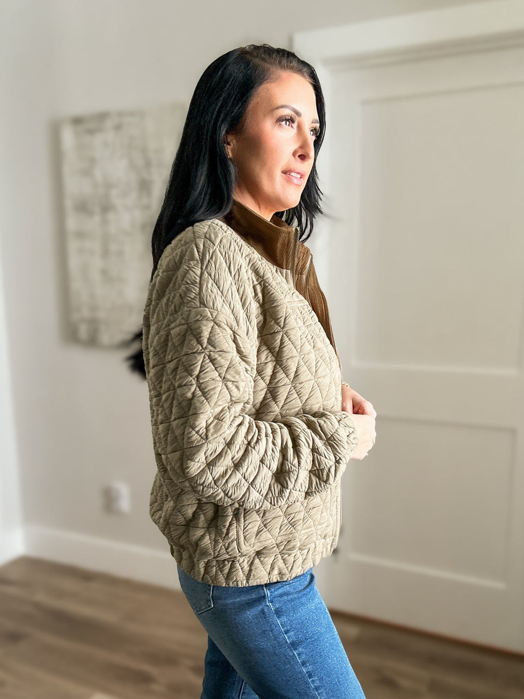 The Easy Layer Olive Quilted Jacket