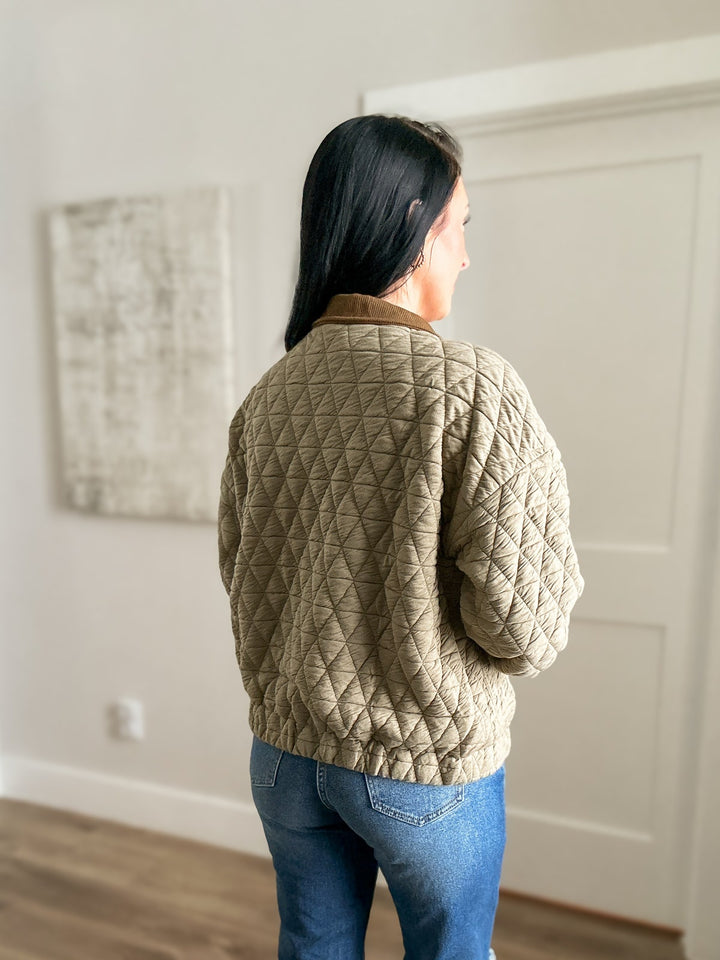 The Easy Layer Olive Quilted Jacket