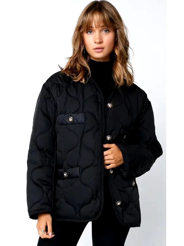 The Luxe Button Quilted Jacket