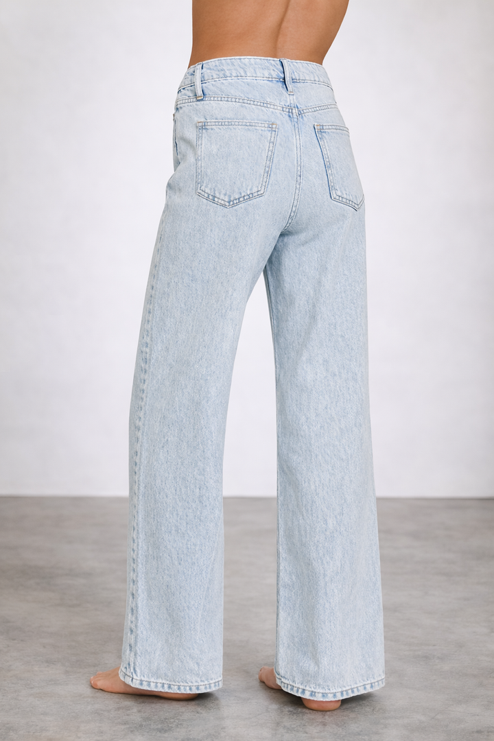 The Clean Slate Wide Leg Denim in Light Wash