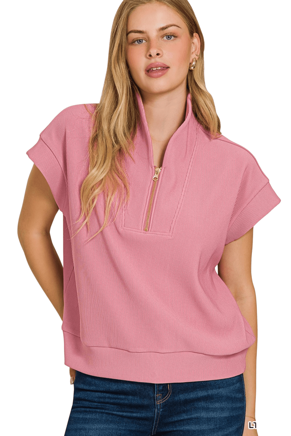Ribbed Half Zip Top - Haven Grace Boutique