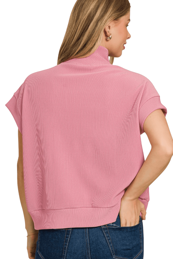 Ribbed Half Zip Top - Haven Grace Boutique